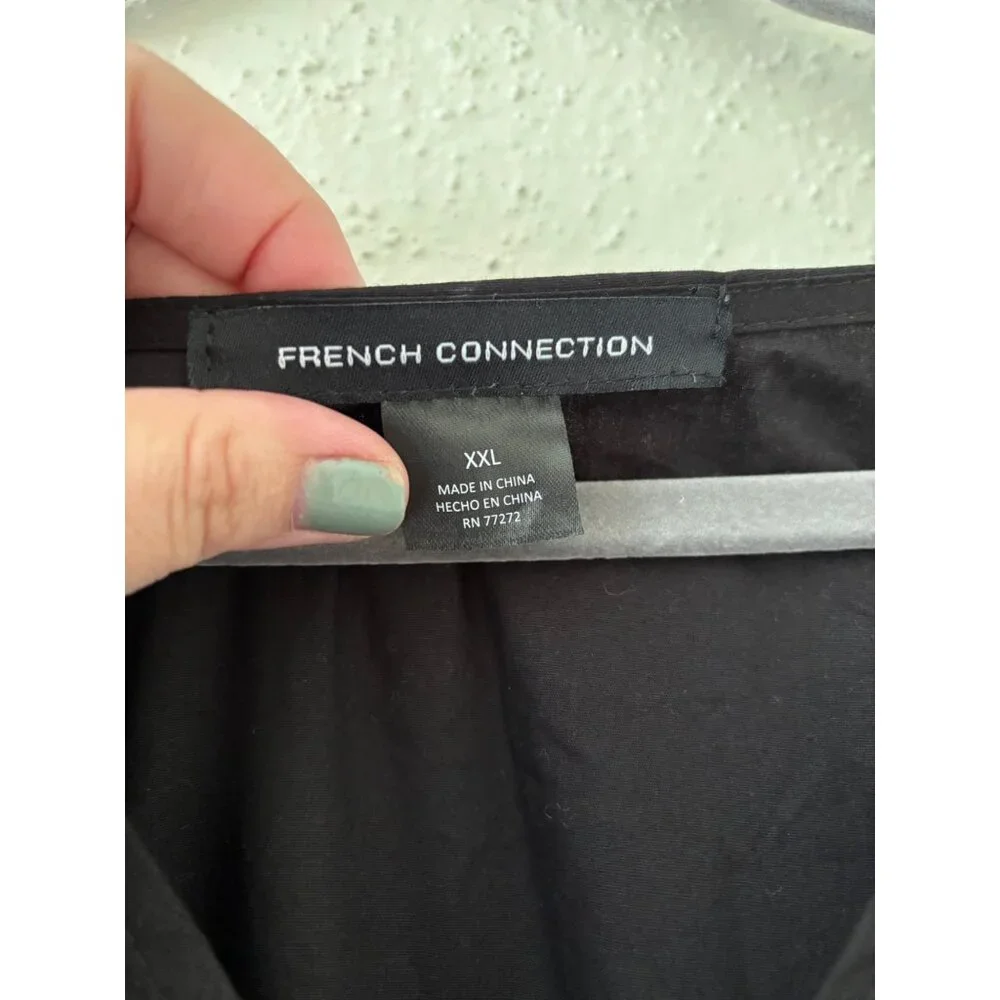 French Connection Black Puff Sleeve V-Neck Maxi Dress XXL Cotton Blend NWOT - Picture 5 of 13